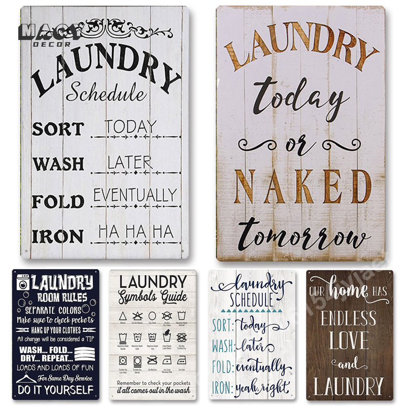 Home Bathroom Signs - Slogan Metal Tin Sign Laundry Room