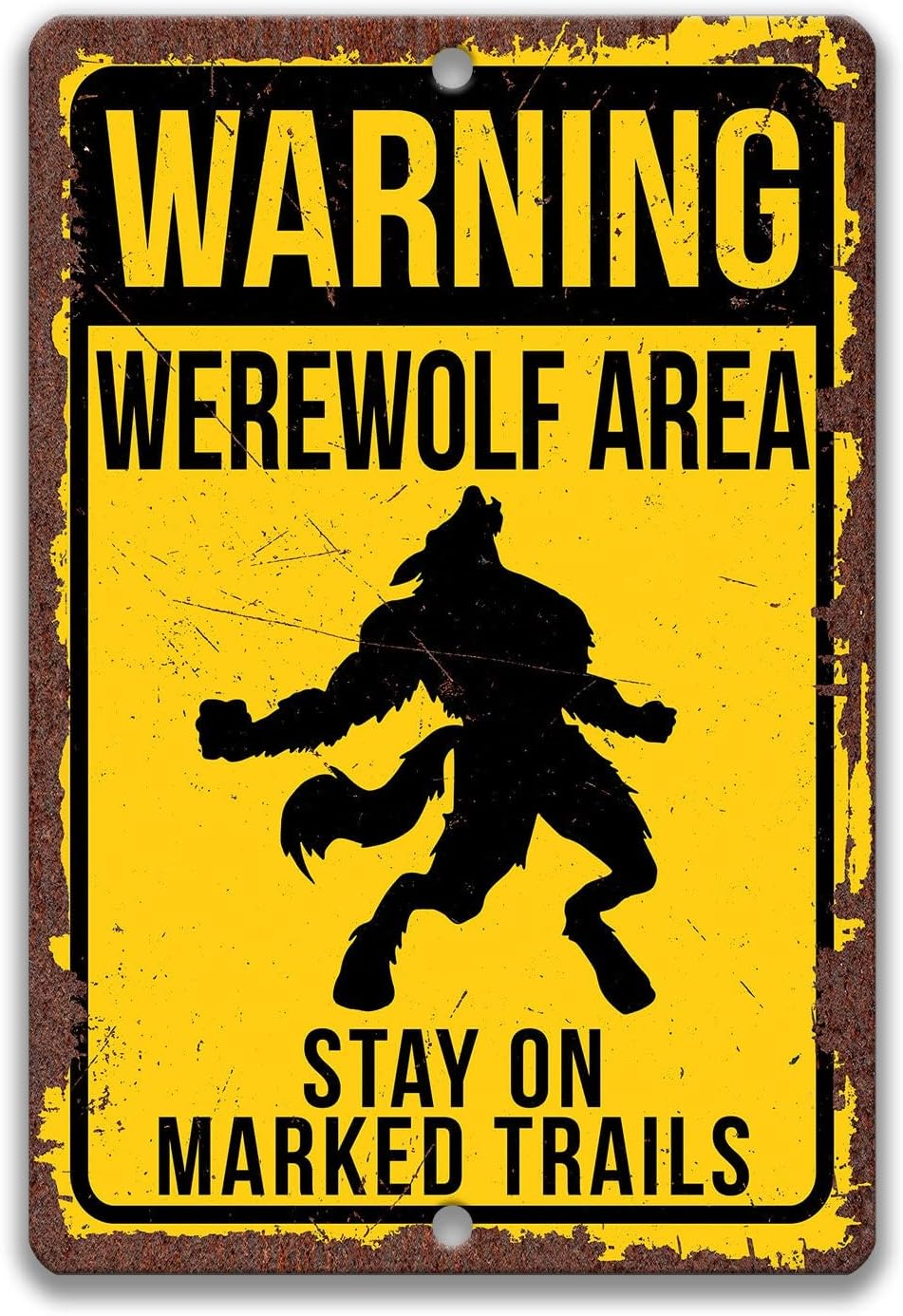 Home Bathroom Signs - Werewolf Sign, Howling Metal Tin Sign