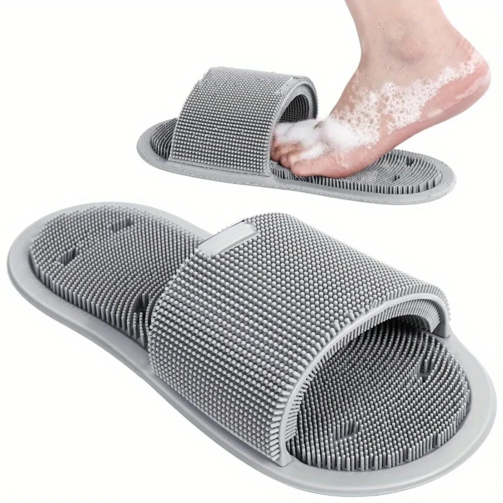 Home Bathroom Cleaning Machine - Silicone Foot Scrubber Brush Slippers Shower