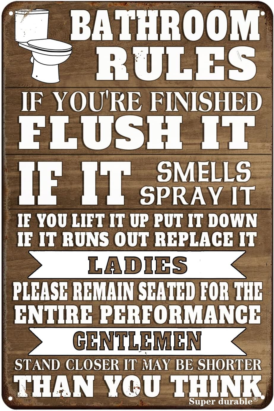 Home Bathroom Signs - Funny Bathroom Rules Metal Tin Sign