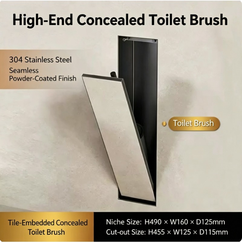 Toilet Brush Holder - Hidden toilet brush holder+stainless steel 304