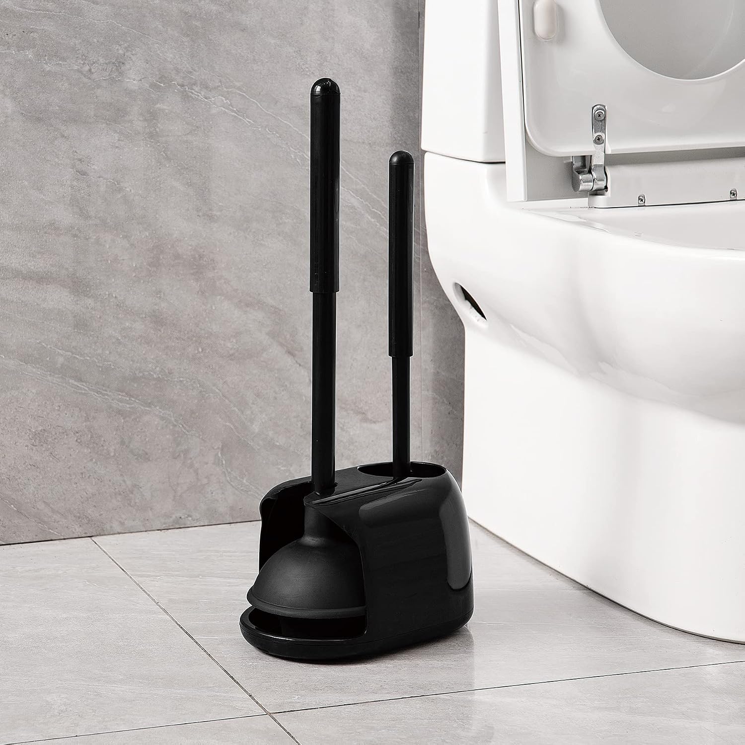 Toilet Brush Holder - 2 In 1 Toilet Brush And