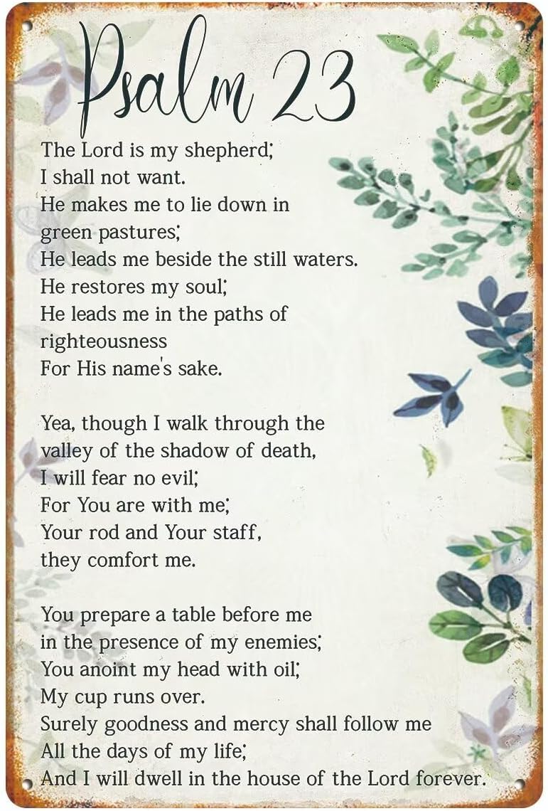 Home Bathroom Signs - 1p,Bible Verse Psalm 23 Christian Metal