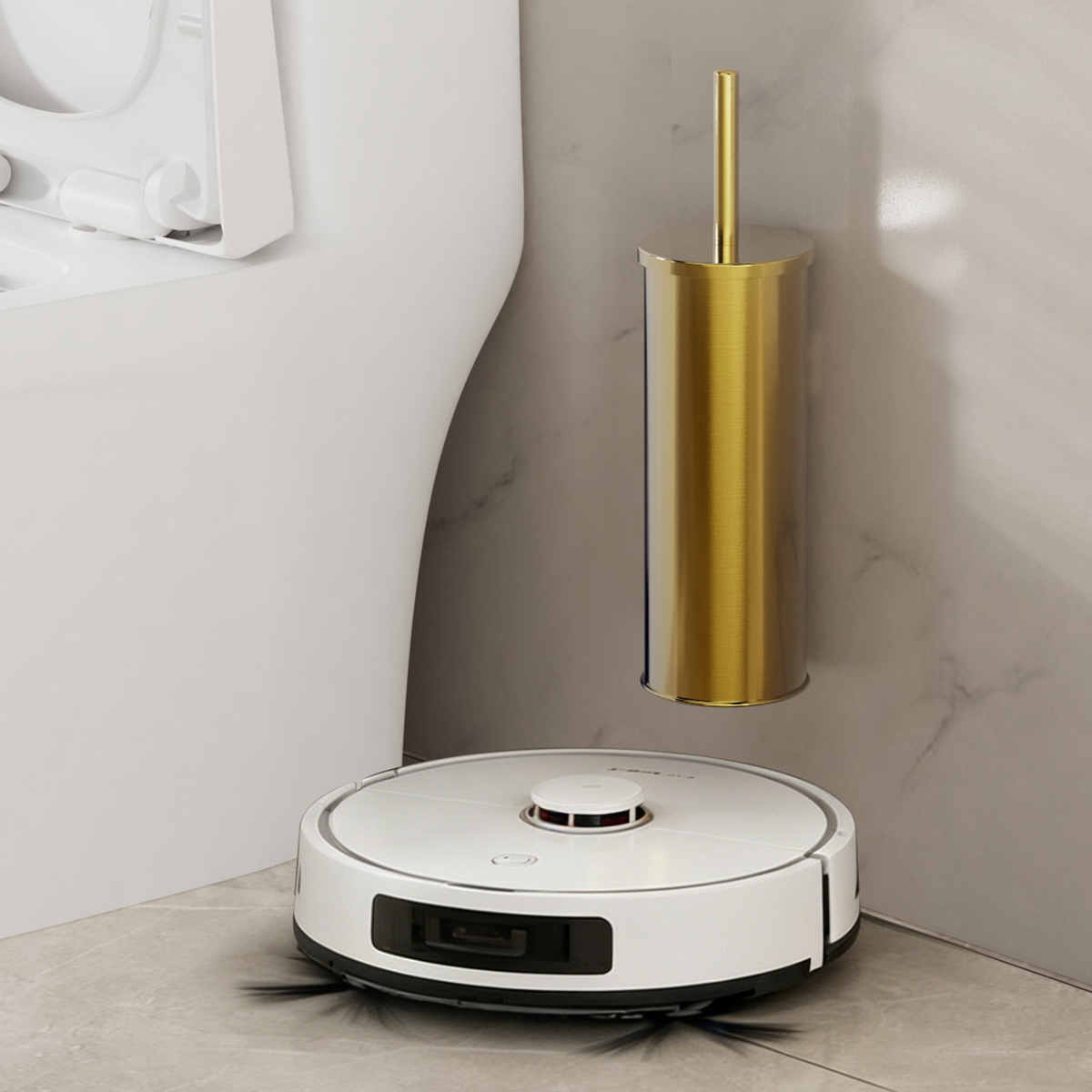 Toilet Brush Holder - 1 Set Wall Mounted Champagne Gold