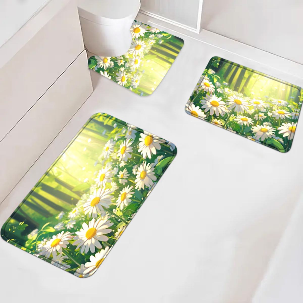 Daisy Floral Bath Mat Set Bath - Home Made Bathroom Vanity ulasan dan harga