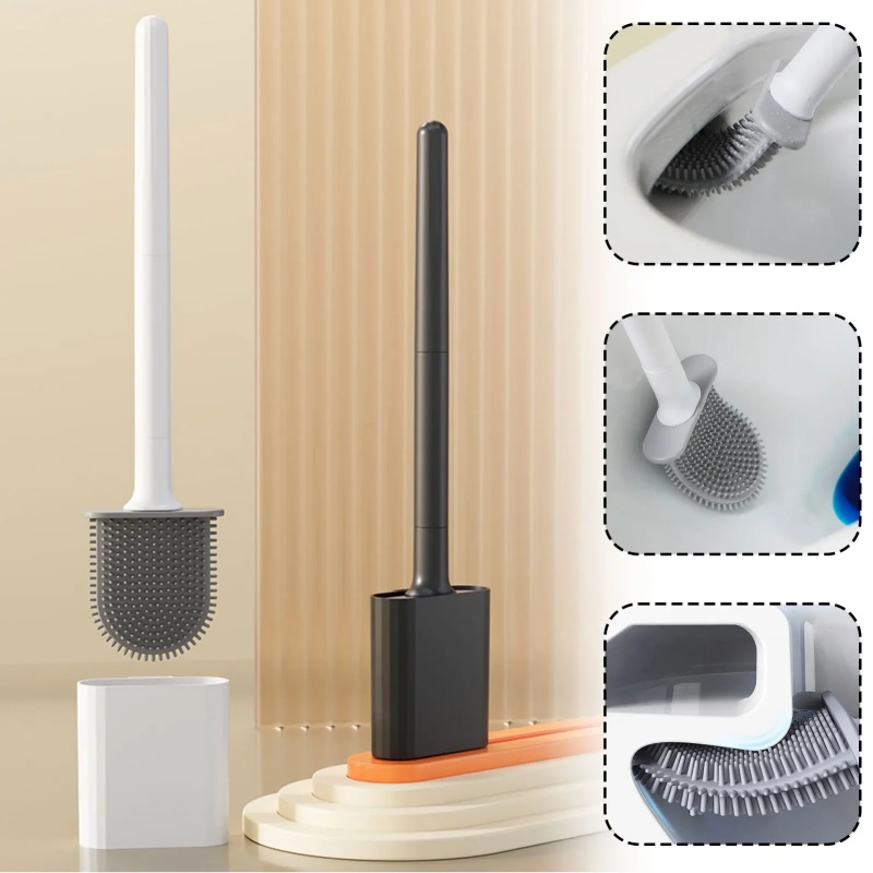 Mini Silicone Toilet Brush wit - Toilet Brush Holder ulasan dan harga