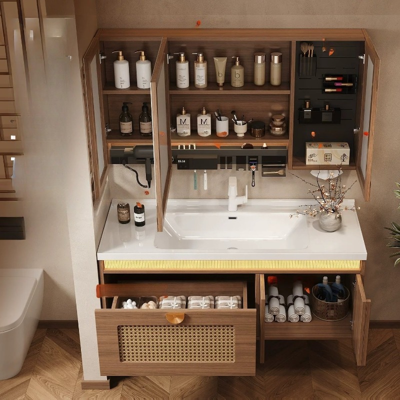 Wooden Storage Bathroom Cabine - Home Bathroom Partition Wall ulasan dan harga