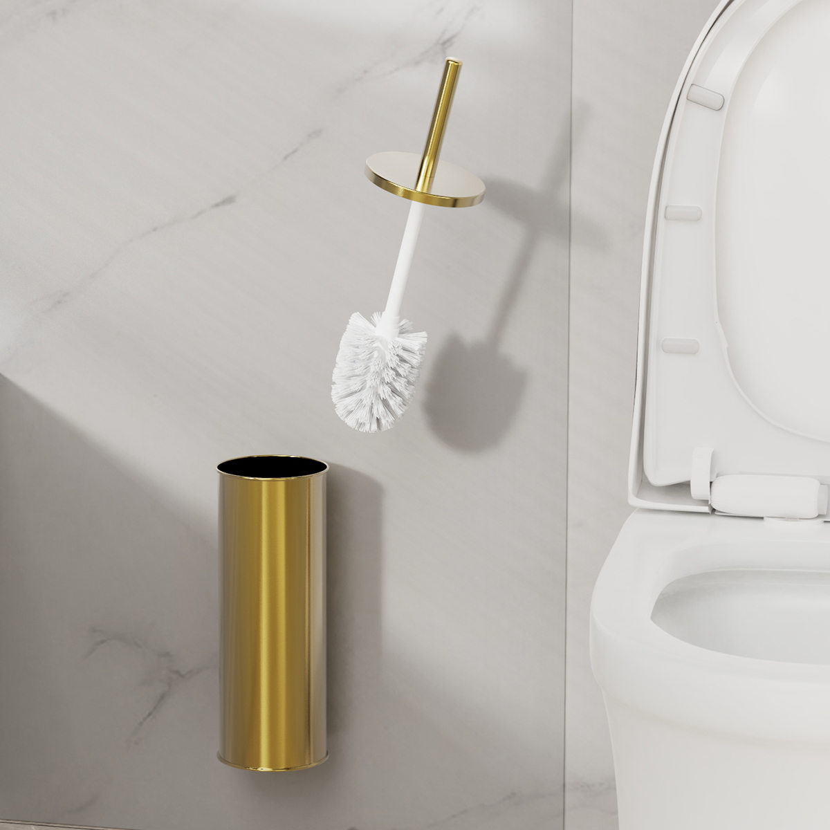 1 Set Wall Mounted Champagne G - Toilet Brush Holder ulasan dan harga