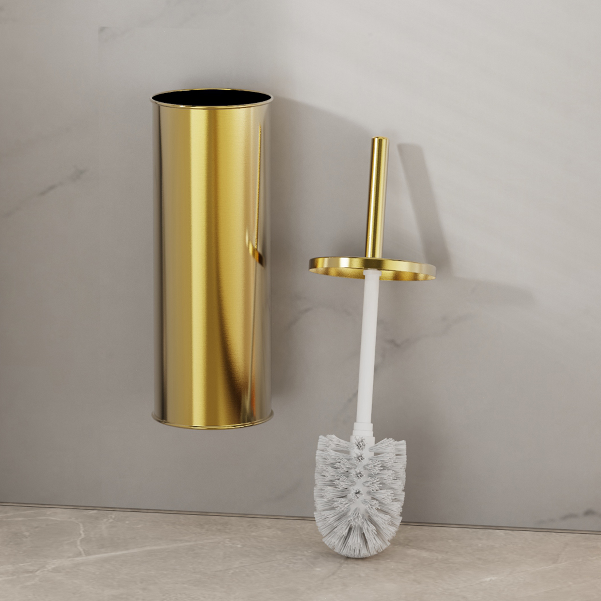 1 Set Wall Mounted Champagne G - Toilet Brush Holder ulasan dan harga